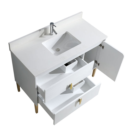 36" Craftsmanship Limited Edition Vanity & Quartz Countertop Combo   (Matte White) SKU: EN8271-36WH