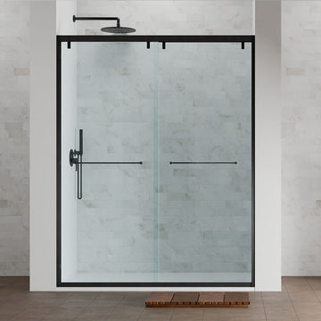 60" AC23Pro 80"H Shatterproof Series Bypass Shower Door with Klearteck Treatment (3/8" Thickness) (Matte Black)