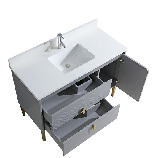36" Craftsmanship Limited Edition Vanity & Quartz Countertop Combo   (Grey) SKU:EN8271-36GA