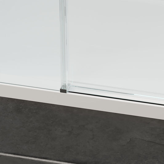 60" Amber Series Tub Door Frameless Sliding with Klearteck Treatment (3/8" Fixed + 5/16" Sliding )  (Brushed Nickel)