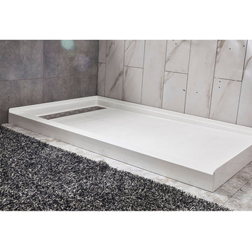 60''x 36''x 4'' Single Threshold Shower Base (White) (Left Drain)
