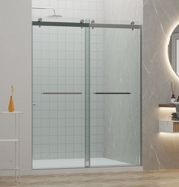60" Linda Series Frameless Bypass Shower Door with Klearteck Treatment (5/16" Thickness) (Chrome)