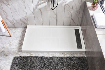 60''x 32''x 4'', Single Threshold Shower Base (White) (Right Drain)