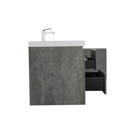 60" V9005 Angela Series Wall Hung Vanity & Acrylic Basin Double Sink (Cement Grey）