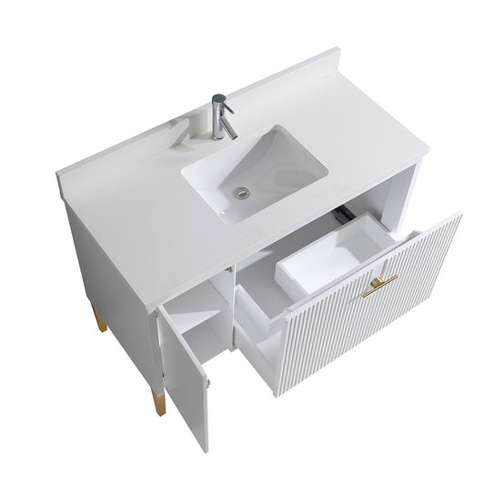 36" Craftsmanship Limited Edition Vanity & Quartz Countertop Combo   (Matte white) SKU:EN8339-36WH
