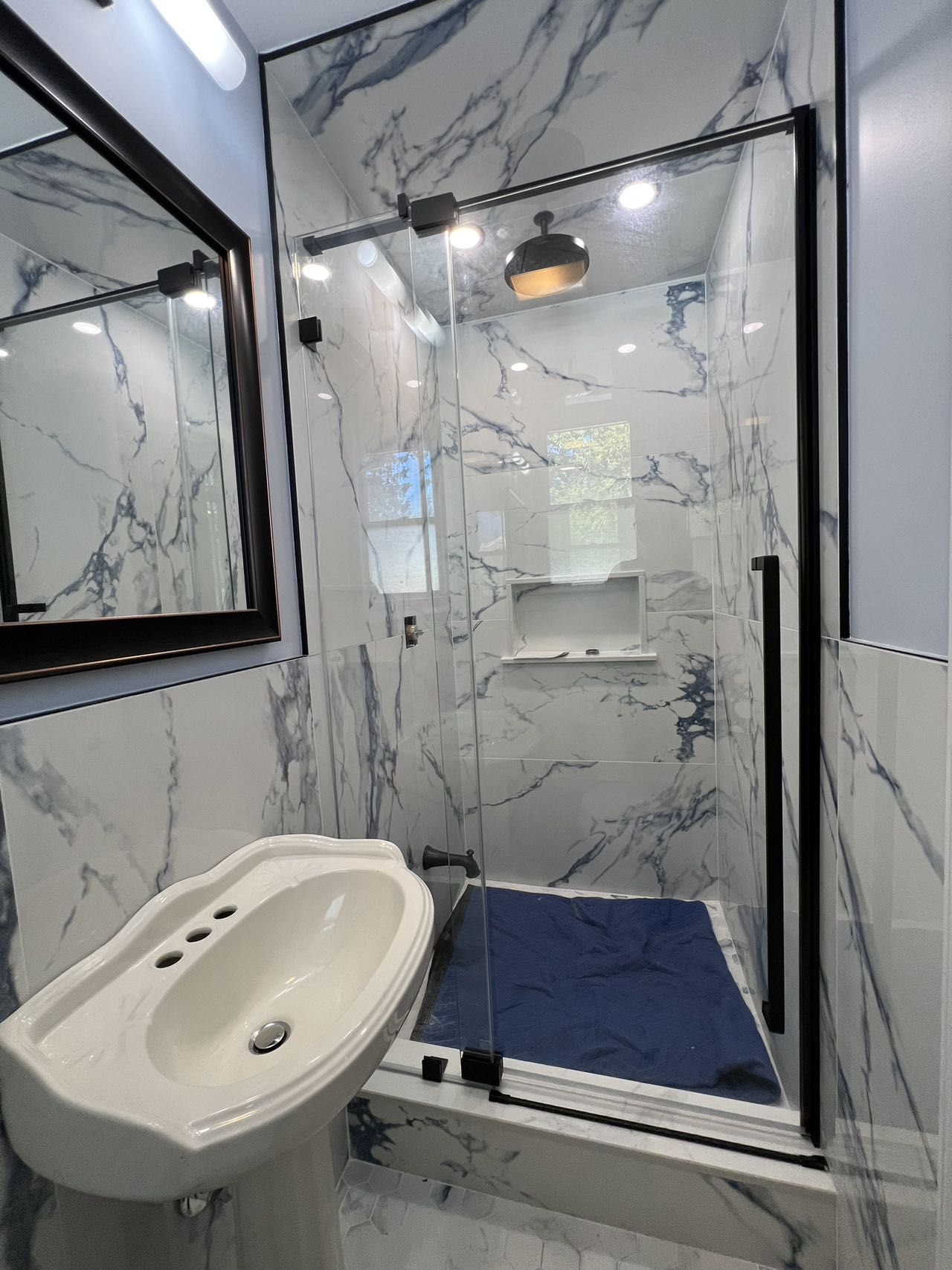 36" Frameless Swing Shower Door with Klearteck Treatment (Matte Black) AH01 Series - iStyle Bath