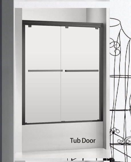 60" Frosted ASD Series Bypass Tub Door (5/16" Thickness) (Brushed Gold) Privacy