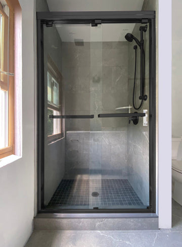 54" ASD Series Bypass Standing Shower Door (5/16" Thickness) (Matte Black) Low Ceiling 72" Privacy
