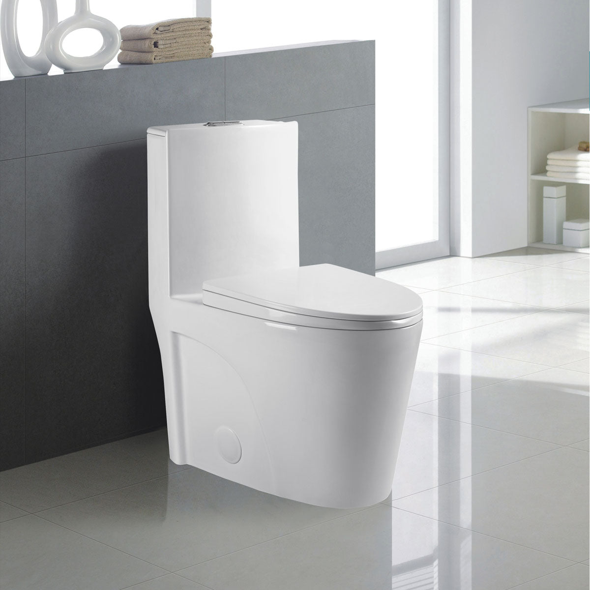 K-0382 One Piece 28" Toilet Dual Flush/ Powerful Flush 10 min installation - iStyle Bath