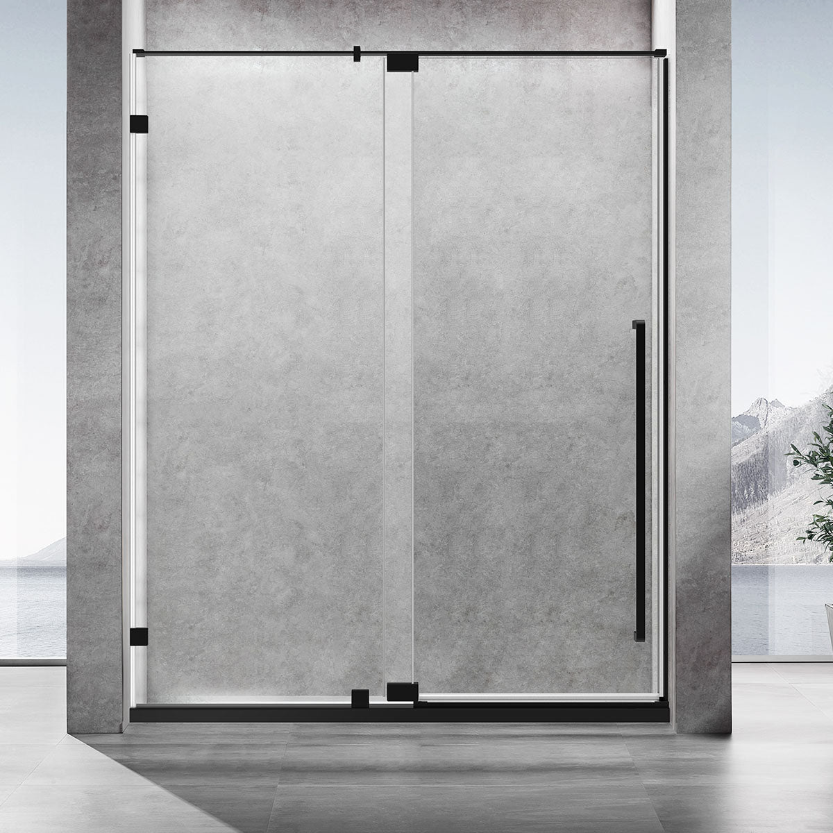 36" Frameless Swing Shower Door with Klearteck Treatment (Matte Black) AH01 Series - iStyle Bath