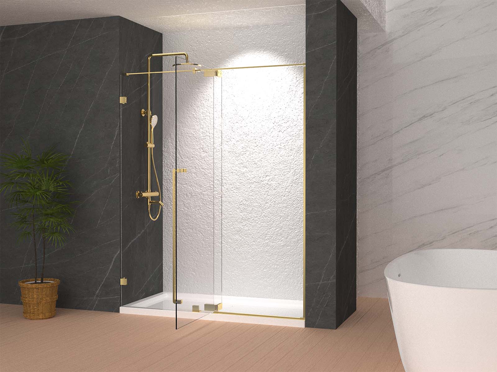 36" Frameless Swing Shower Door with Klearteck Treatment (Brushed Gold) AH01 Series - iStyle Bath