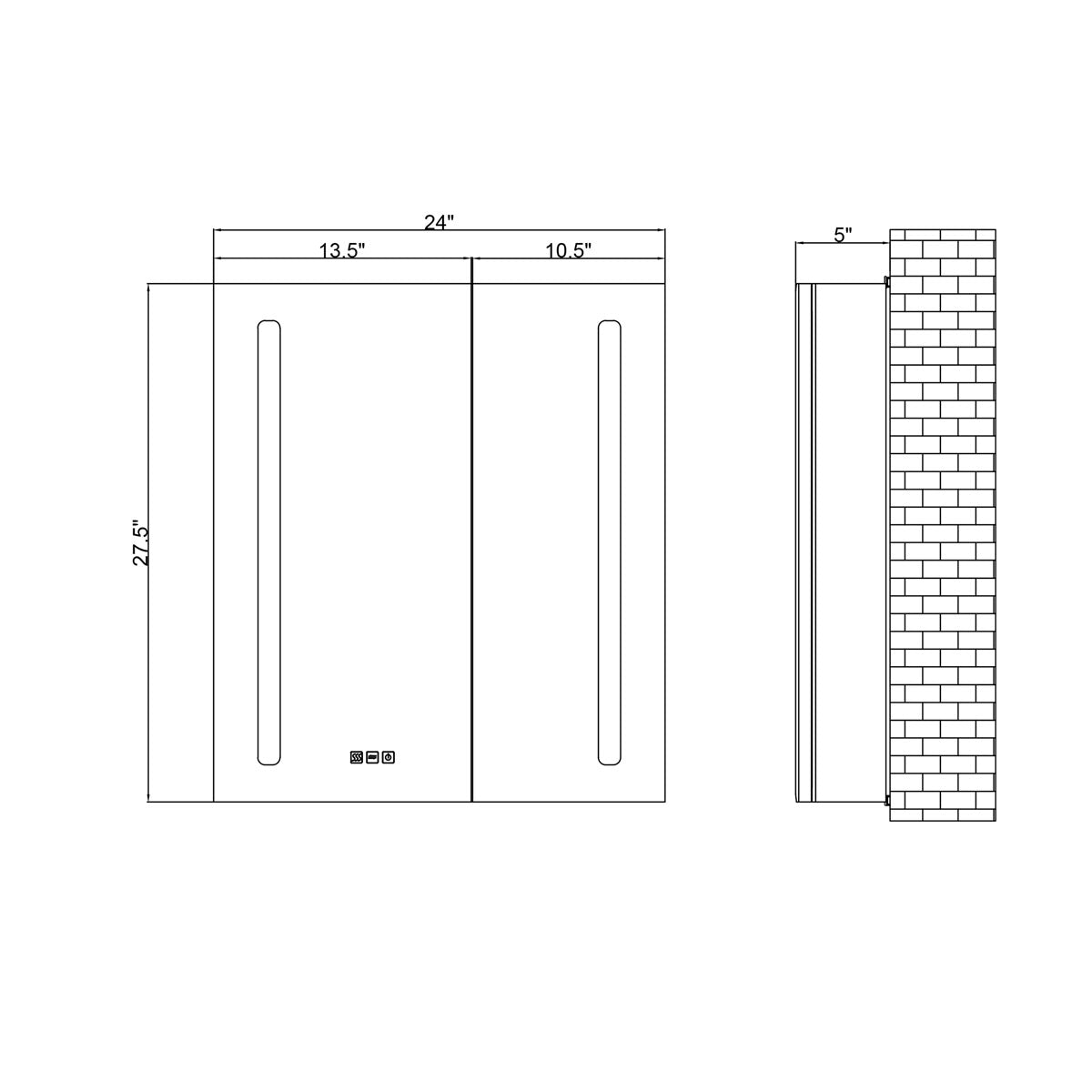 24" LED Medicine Cabinet (Surface Mount/Recessed) LED-AMC Series - iStyle Bath
