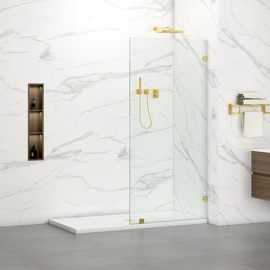 W03 Isabell Walk In Screen Tub Door with Klearteck Treatment 30", 34"W X 62", 72" 76" H (3/8" Thickness) (Brushed Gold) - iStyle Bath