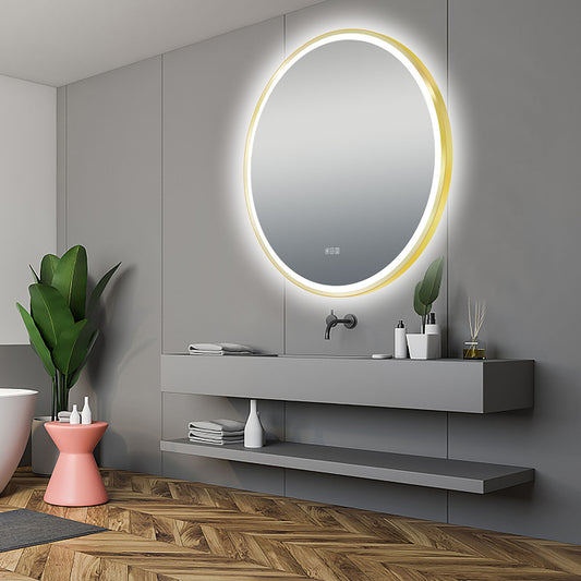 36" LED Round Mirror (Brushed Gold) Madelyn Series - iStyle Bath