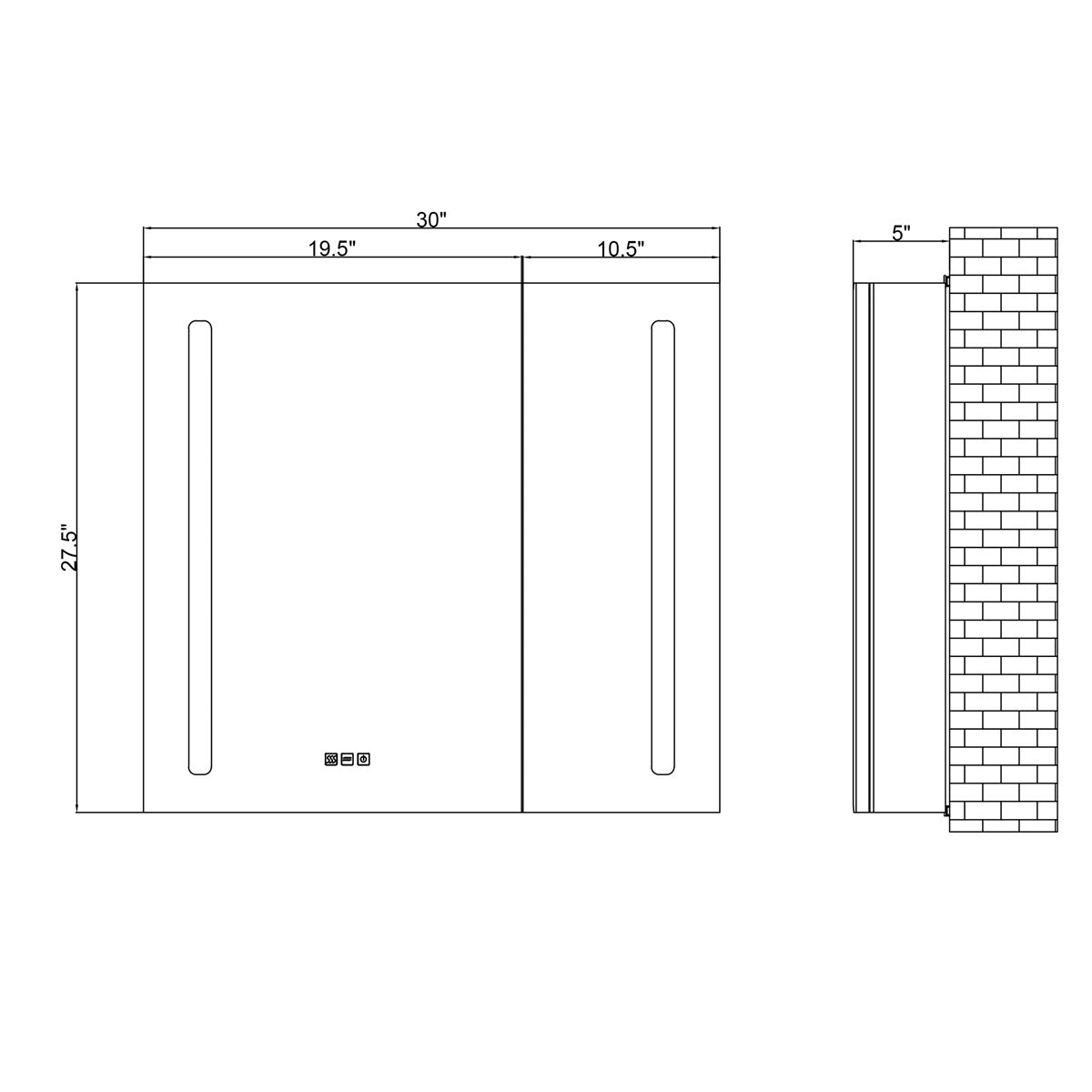 24" LED Medicine Cabinet (Surface Mount/Recessed) LED-AMC Series - iStyle Bath