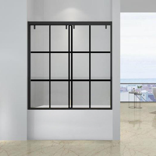 60" Jet Glaze Tub Door with Klearteck Treatment (3/8" Thickness) (Matte Black) AC88 Alex Bypass Series - iStyle Bath