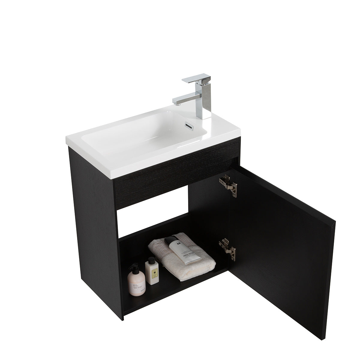 22"  Slice Wall Hung Vanity & Acrylic Basin (Black Oak) V9017 Series - iStyle Bath