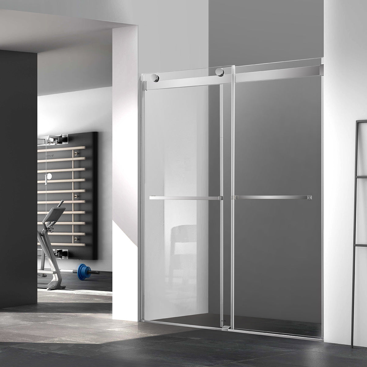 60"  Frameless Bypass Shower Door with Klearteck Treatment (3/8" Thickness) (Brushed Nickel) Ayden Series - iStyle Bath
