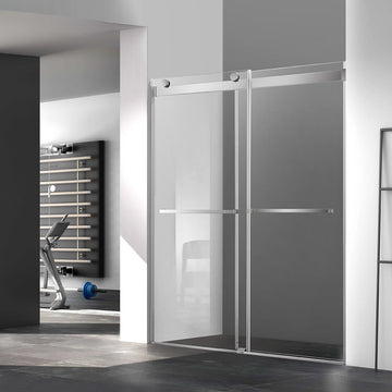 60"  Frameless Bypass Shower Door with Klearteck Treatment (3/8" Thickness) (Brushed Nickel) Ayden Series - iStyle Bath