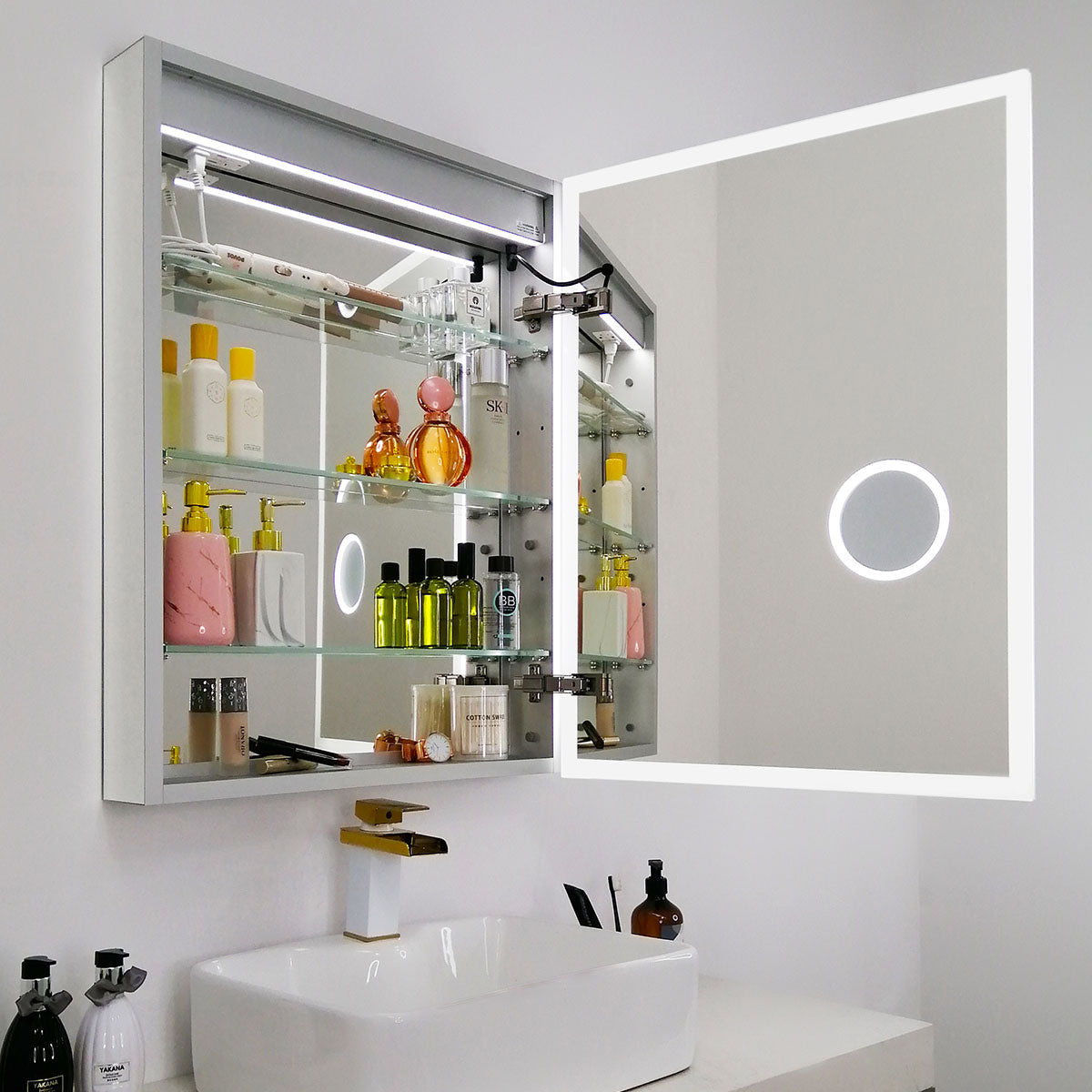 24" LED Medicine Cabinet Left Hinge (Surface Mount/Recessed) LED Alicia MC Series - iStyle Bath