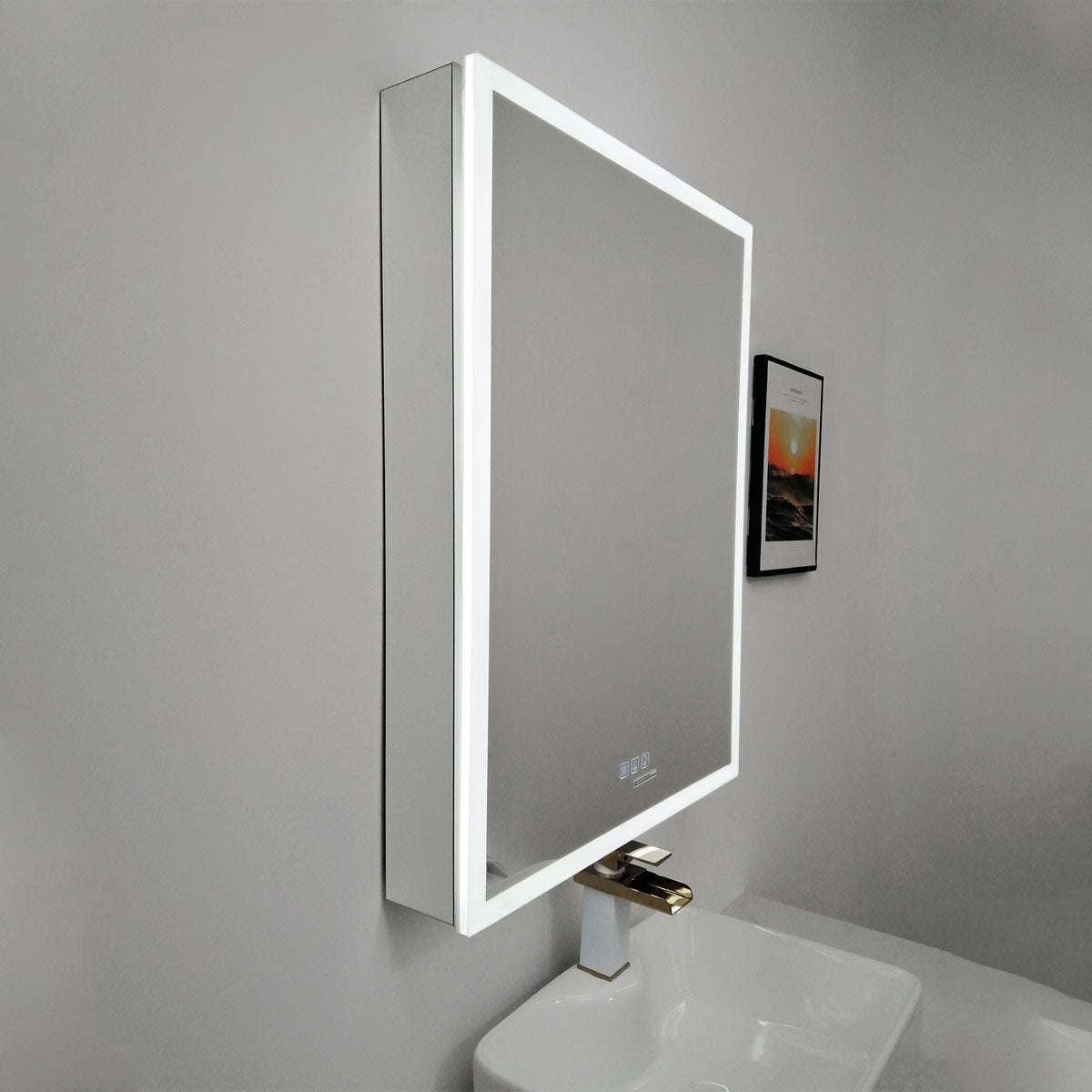 24" LED Medicine Cabinet Left Hinge (Surface Mount/Recessed) LED Alicia MC Series - iStyle Bath