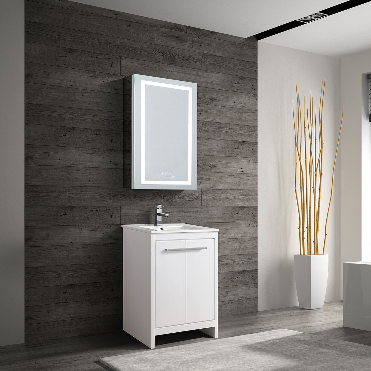 24"  Vanity with Ceramic Sink (Glossy White)  V9004 Series - iStyle Bath