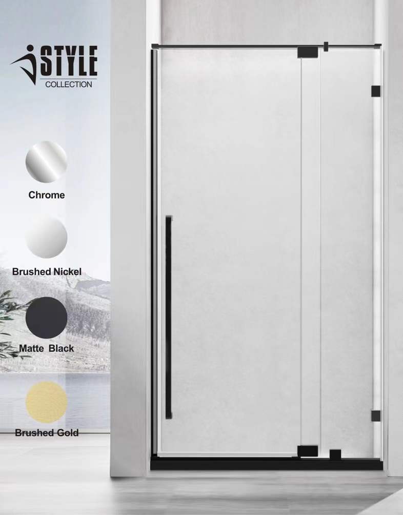 36" Frameless Swing Shower Door with Klearteck Treatment (Brushed Gold) AH01 Series - iStyle Bath