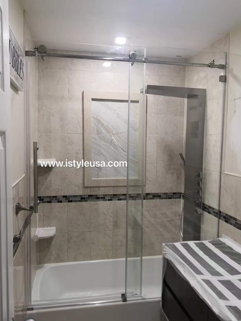 BR01 Joseph Frameless Single Sliding Tub Door with Klearteck Treatment (3/8" Thickness) (Chrome) - iStyle Bath