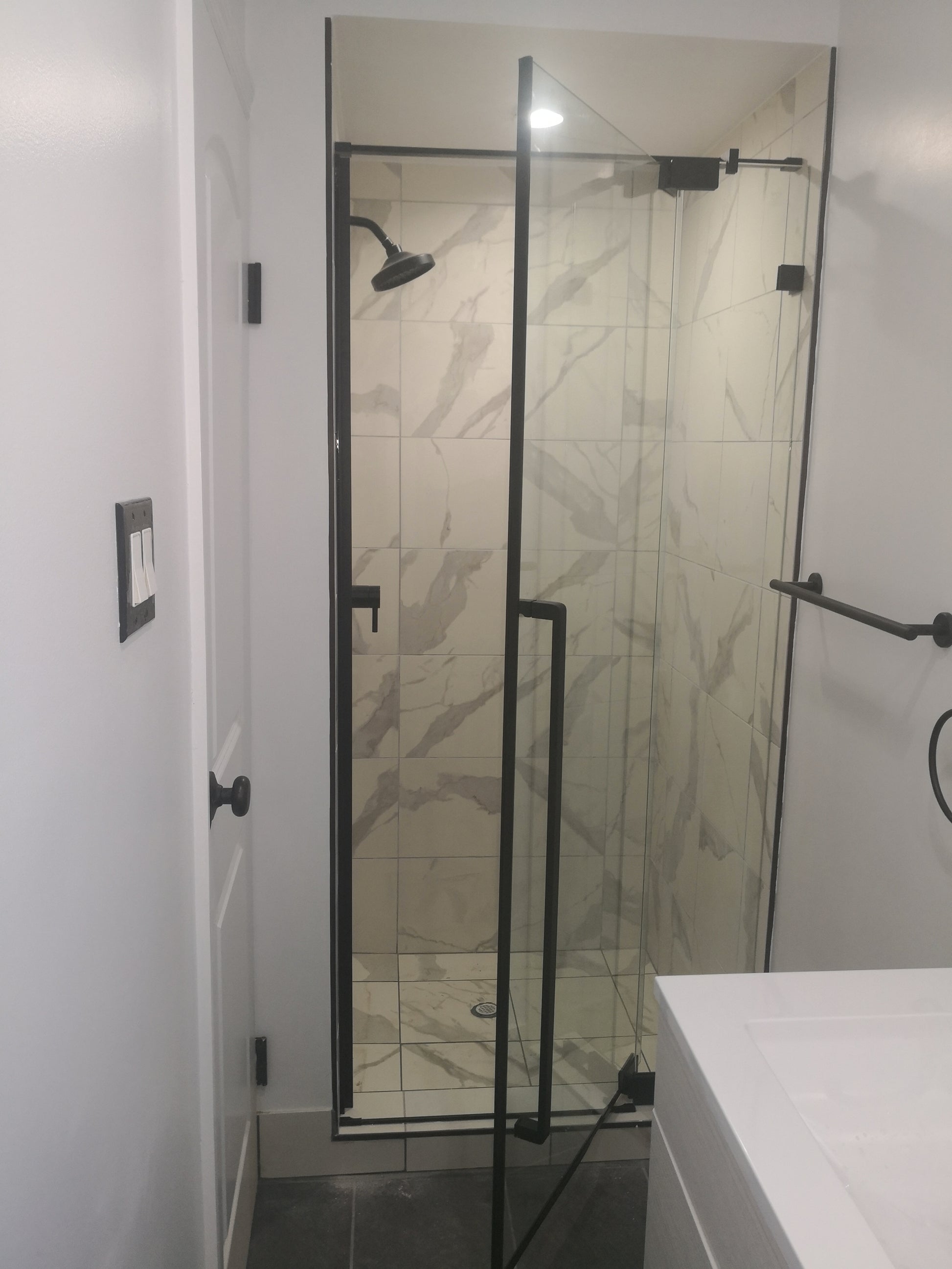 36" Frameless Swing Shower Door with Klearteck Treatment (Matte Black) AH01 Series - iStyle Bath
