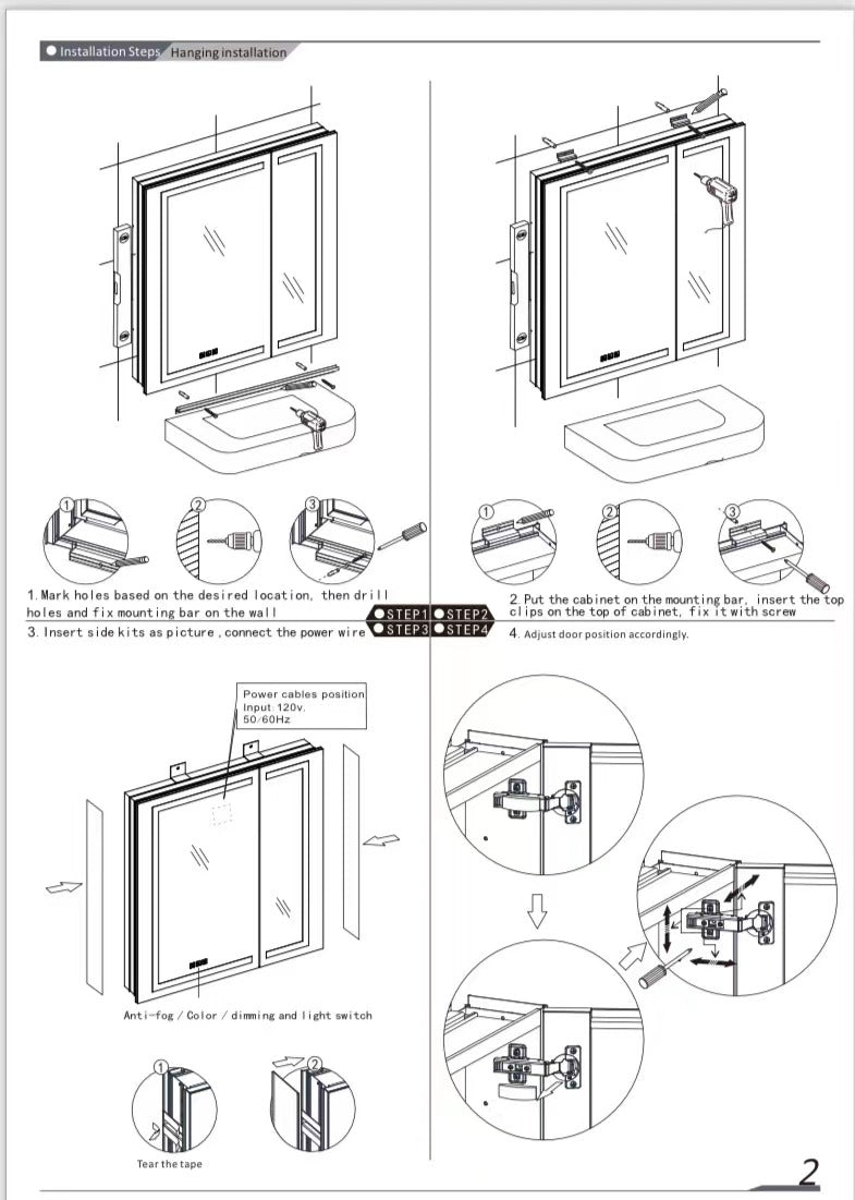 24" LED Medicine Cabinet Left Hinge (Surface Mount/Recessed) LED Alicia MC Series - iStyle Bath