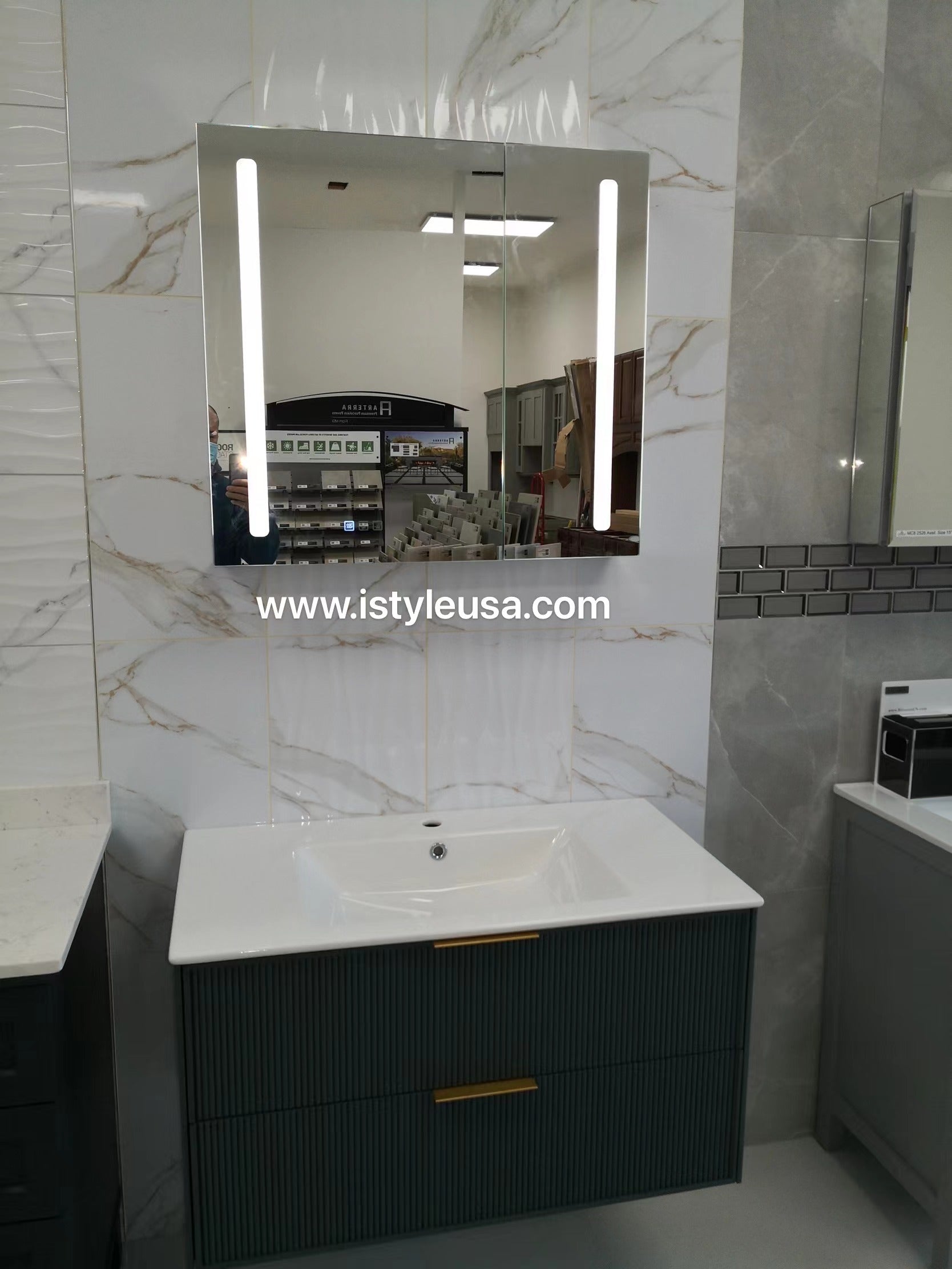 24" LED Medicine Cabinet (Surface Mount/Recessed) LED-AMC Series - iStyle Bath