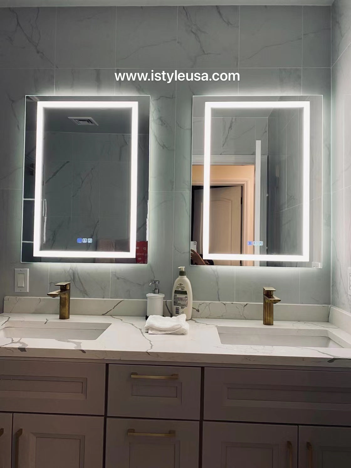 New Feature Add-on Outlet plug & reset 36" LED Medicine Cabinet  (Surface Mount/Recessed) LED-Ana MC Series - iStyle Bath
