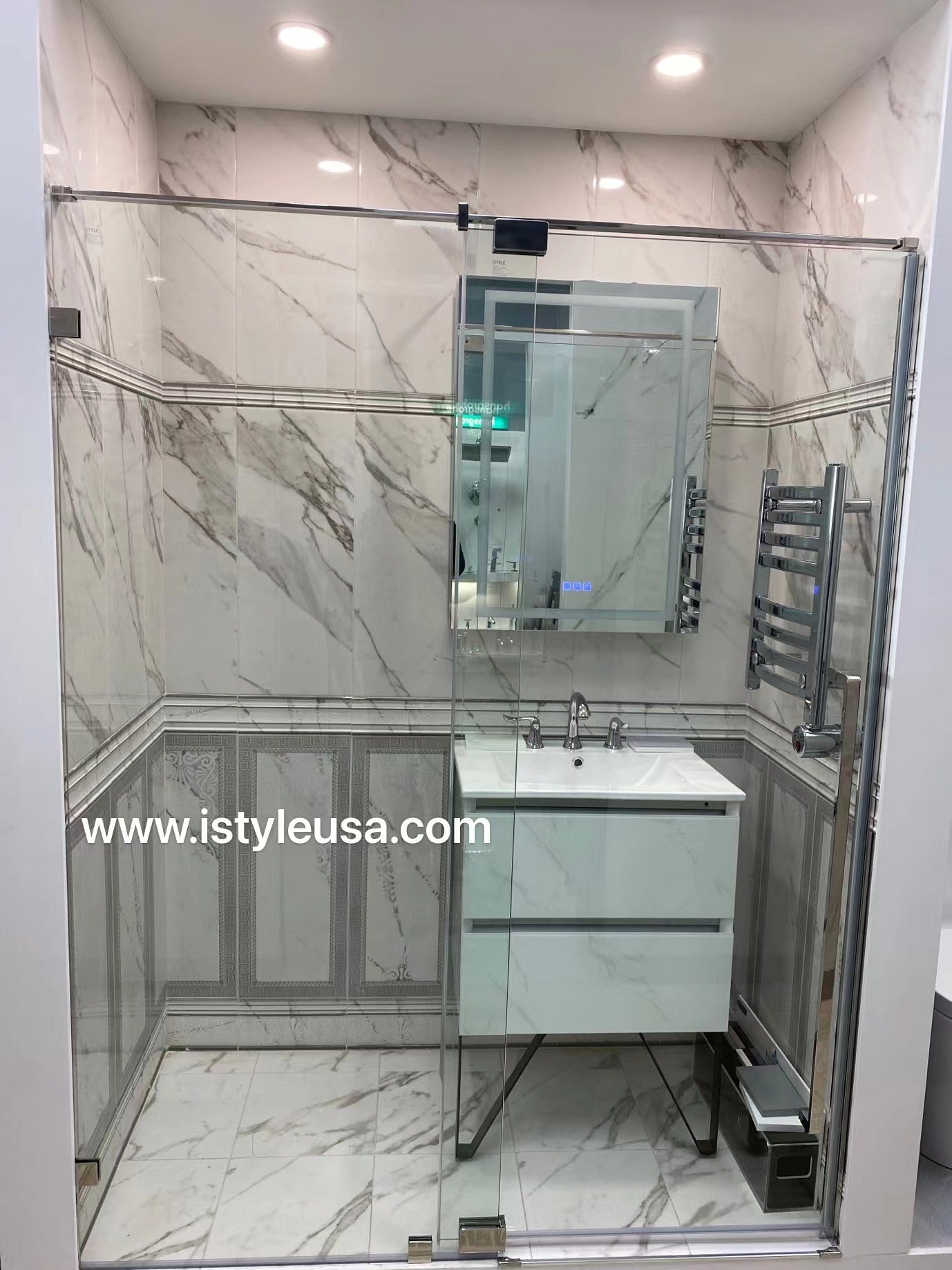 36"  Frameless Swing Shower Door with Klearteck Treatment (Fixed 3/8" & Swing 5/16" Thickness) (Brushed Nickel) AH01 - iStyle Bath
