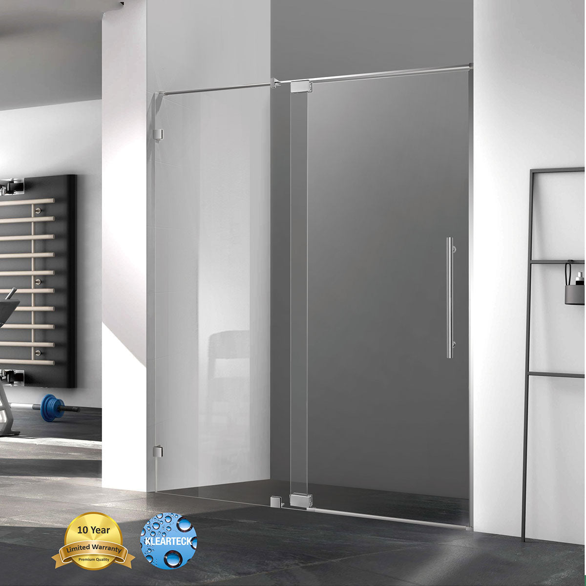 36" Frameless Swing Shower Door with Klearteck Treatment (Brushed Gold) AH01 Series - iStyle Bath