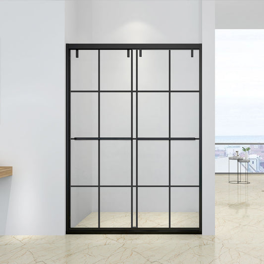 60" Jet Glaze Shower Door with Klearteck Treatment (3/8" Thickness) (Matte Black) AC88 Alex Bypass Series - iStyle Bath