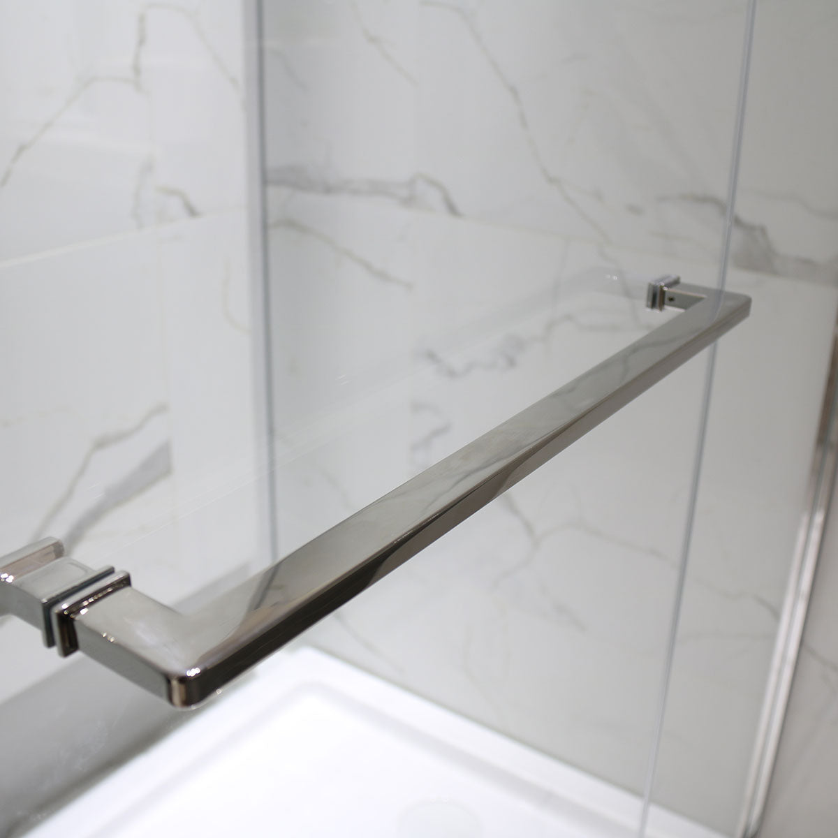 NPH Hinge Shower Door Closed Against Return Panel  with Klearteck Treatment (3/8" Thickness) (Chrome) - iStyle Bath