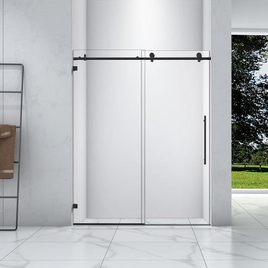 60"  Shower Door (5/16" Thickness) (Matte Black) Laura Frameless Series with Klearteck - iStyle Bath