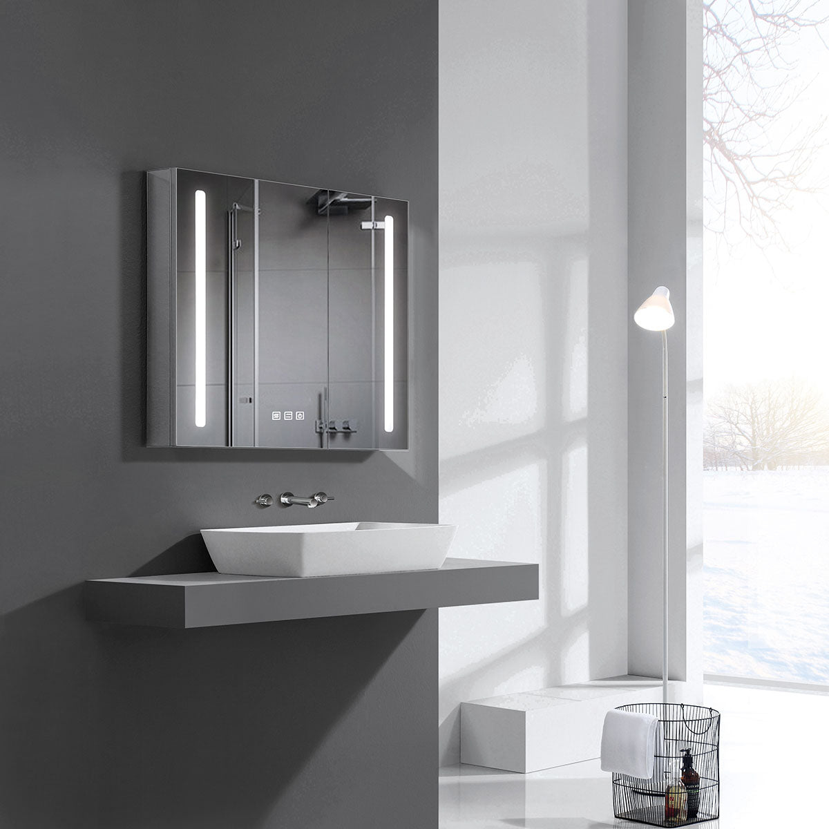 24" LED Medicine Cabinet (Surface Mount/Recessed) LED-AMC Series - iStyle Bath