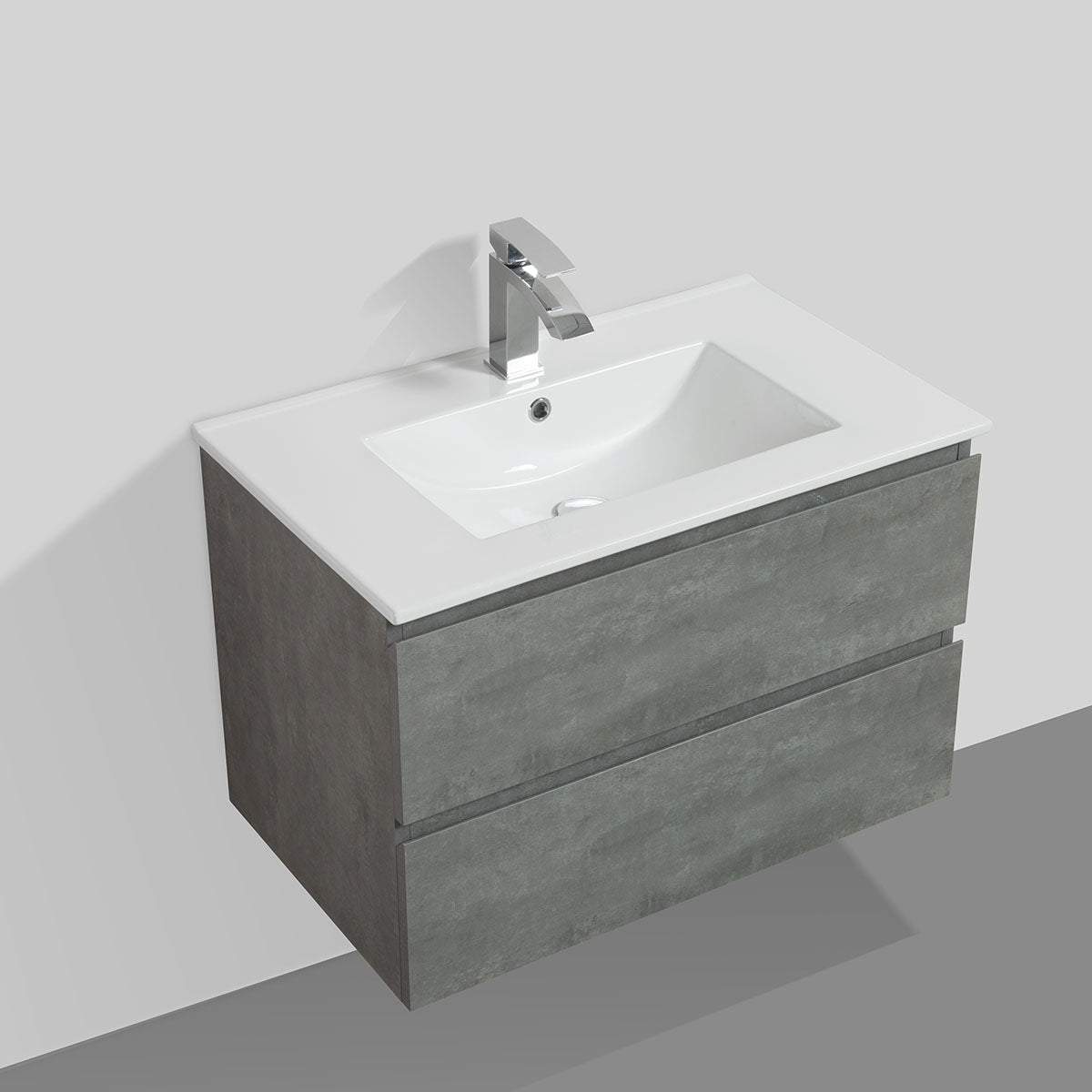 24" Angela Wall Hung Vanity & Ceramic Sink (Cement Grey) V9005 Series - iStyle Bath