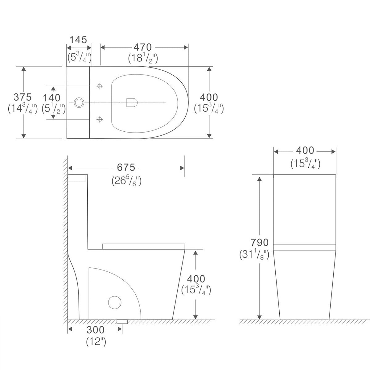 K-0382 One Piece 28" Toilet Dual Flush/ Powerful Flush 10 min installation - iStyle Bath