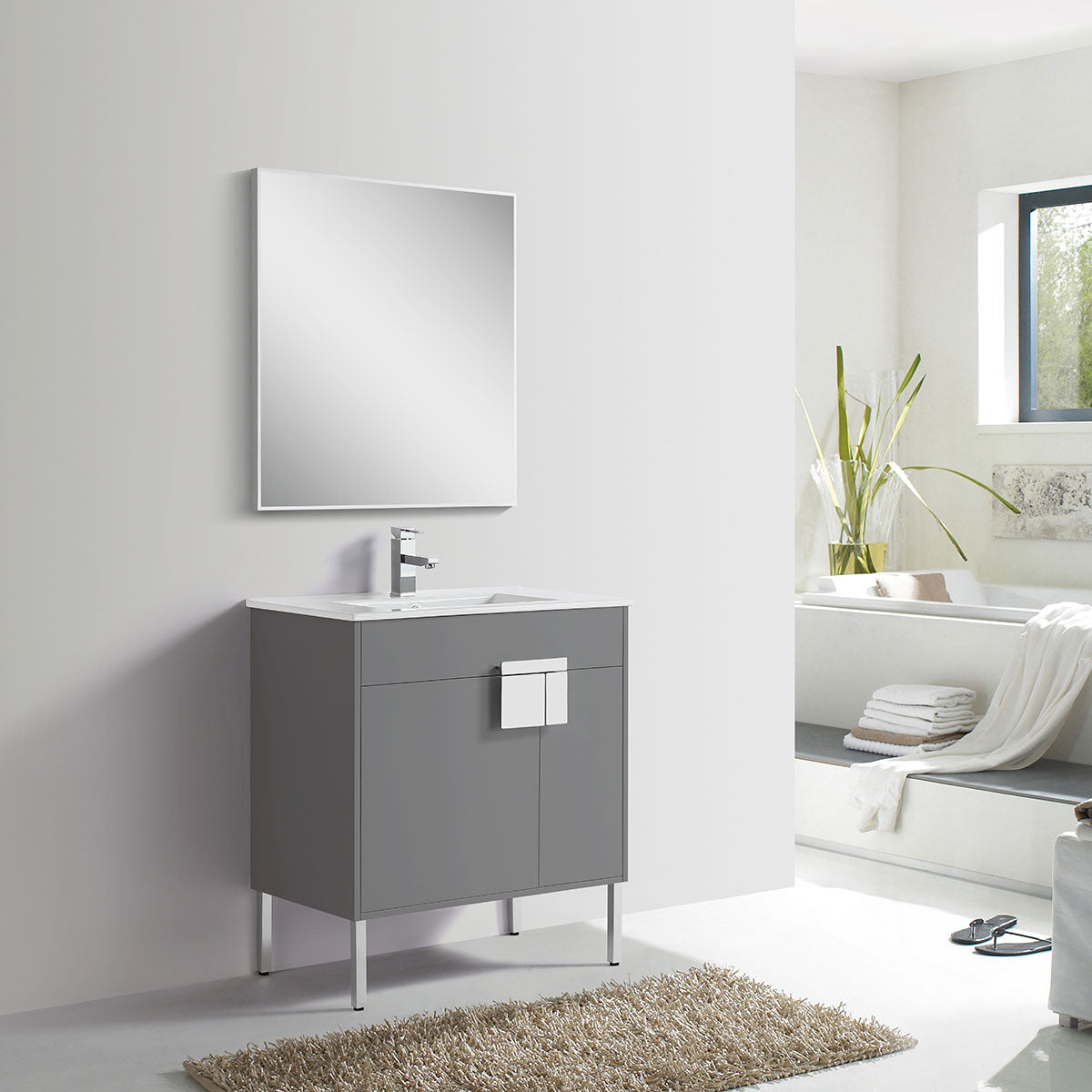 30" V9003 Series Vanity with Ceramic Sink (Matte Grey)