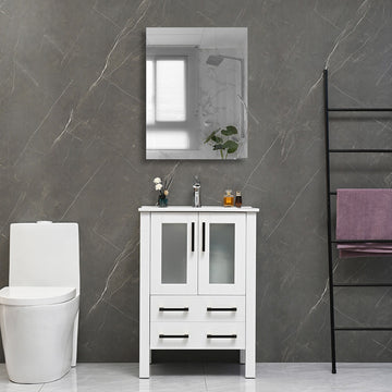 24" Vanity with Ceramic Sink (Matte White) V9011 Series