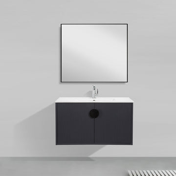 36" V9015 Series Wall Hung Vanity & Ceramic Sink (Granny Grey)