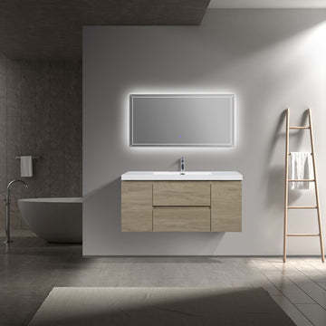 48" V9005 Angela Wall Hung Vanity & Acrylic Basin (E.Oak)