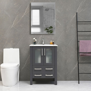 30" V9011 Series Vanity with Ceramic Sink  (Matte Grey)
