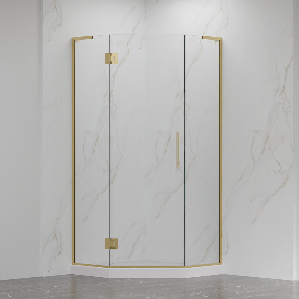 Neo Hinged Shower Door  36"W X 36"W X 76"H (3/8" Thickness) ( Brushed Gold)