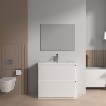 V9002 36" Vanity With Acrylic Sink Combo (Glossy White)