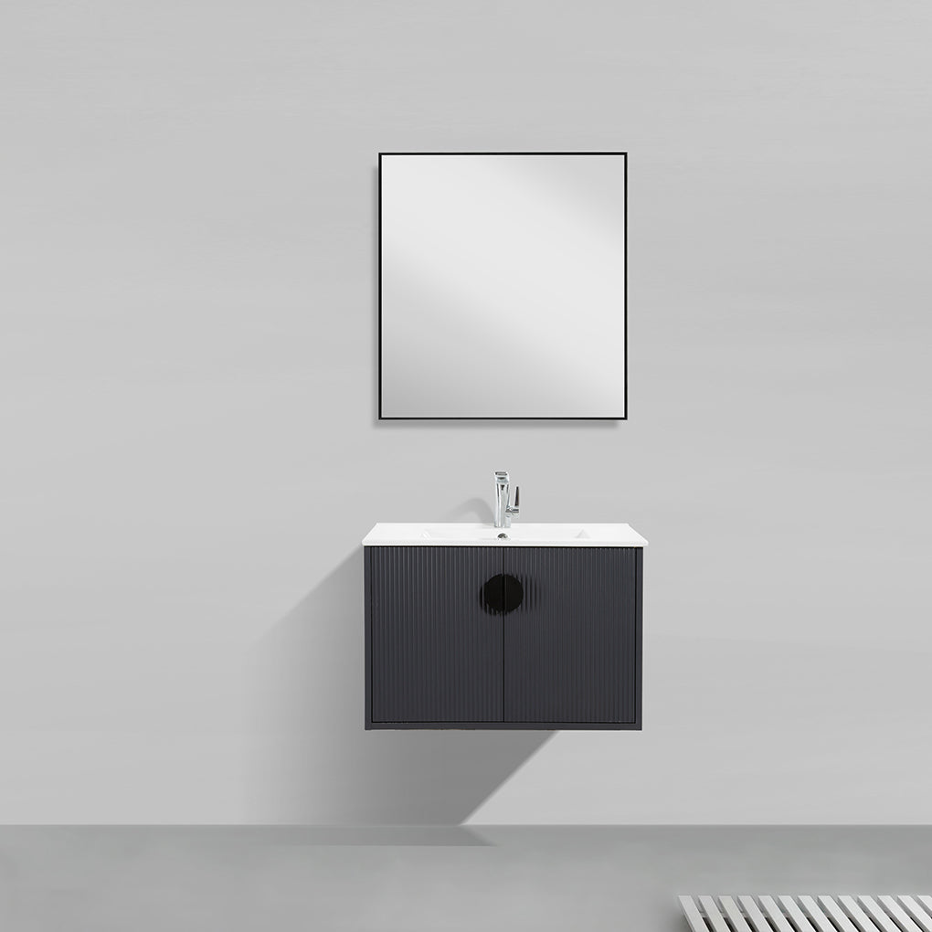 30" V9015 Series Wall Hung Vanity & Ceramic Sink (Granny Grey)