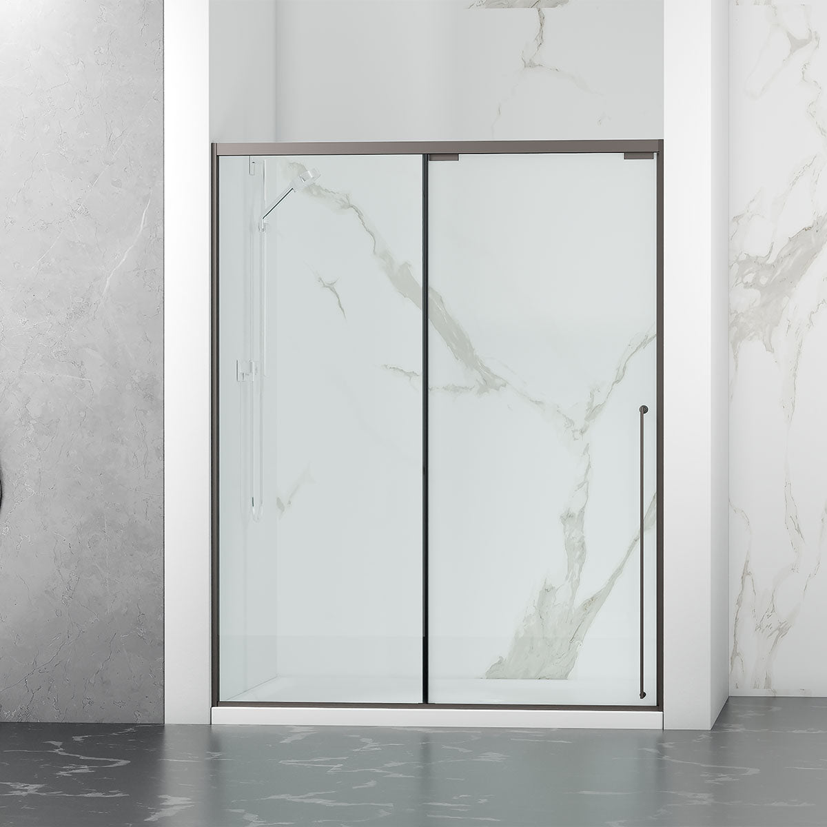 54" A Minimalist Shower Door with a Single Sliding Door Karina Series