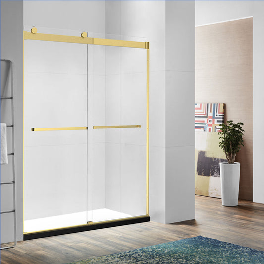 48" Ayden Series Frameless Bypass Shower Door (Brushed Gold)